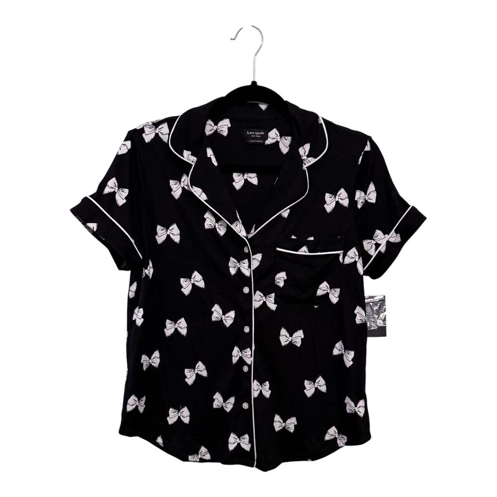 Size Small Kate Spade Women's Bow 2-Piece Short Sleeve Capri Pajama Set - Picture 2 of 5